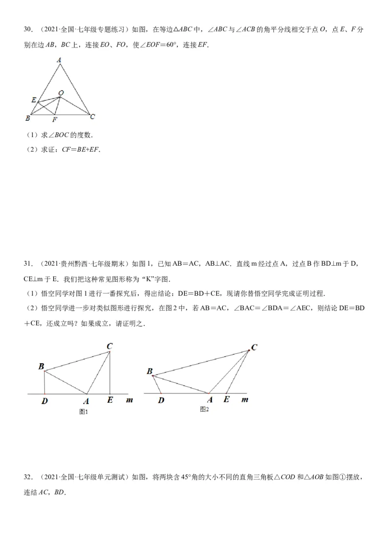 专题强化训练一全等三角形中的辅助线问题-七年级数学下册《考点&bull;题型&bull;技巧》精讲与精练高分突破（北师大版）_北师大初中数学_7下-北师大版初中数学_06专项讲练