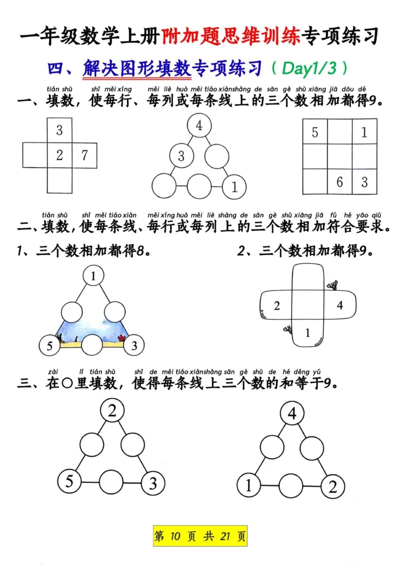 1_1_一年级数学上册附加题思维训练专项练习_小学1-6年级常用的上册资源汇总_一年级上册资料_曹操老师_资料包