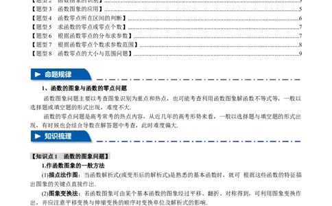 专题2.4函数的图象与函数的零点问题八大题型（举一反三）（新高考专用）（原卷版）_02高考数学_新高考复习资料_2024年新高考资料_二轮复习资料_第一部分热点题型篇