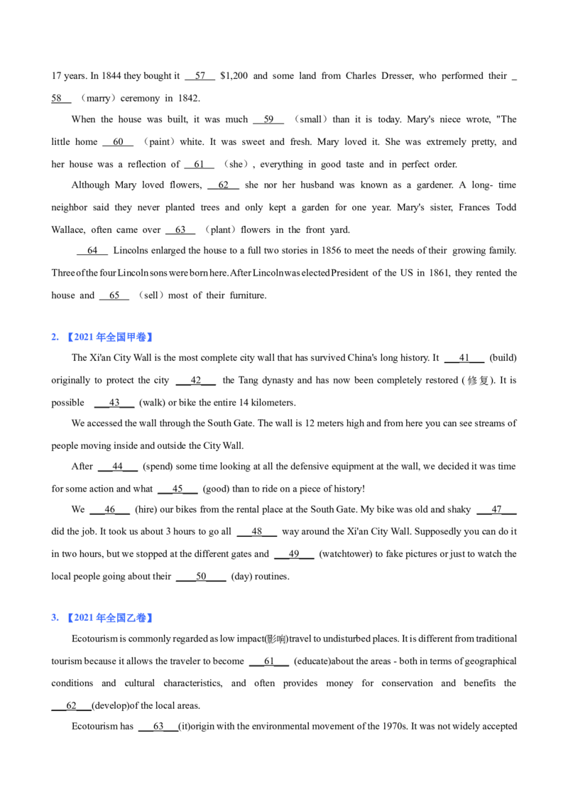 专题25-语法填空综合技巧(原卷版）-备战2022年新高考英语一轮复习考点考点帮_03高考英语_新高考复习资料_2022年新高考资料_2022年新高考英语一轮复习