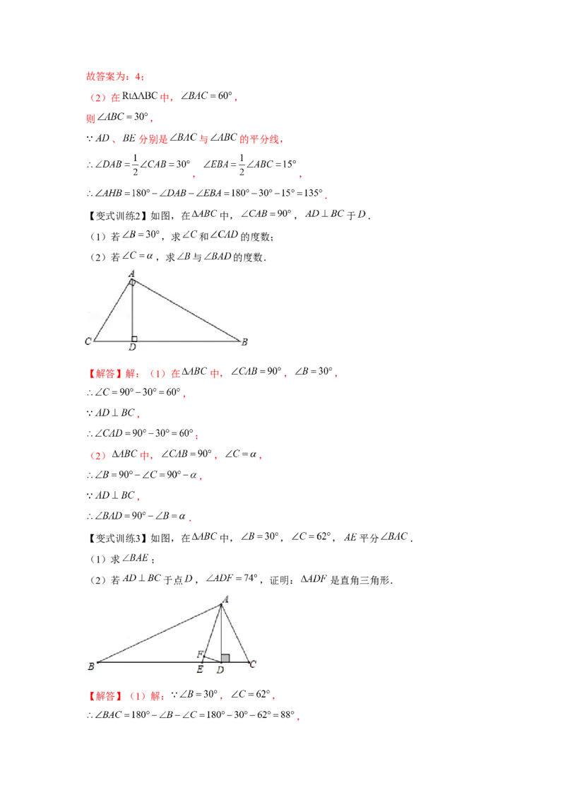专题1.3直角三角形（解析版）_北师大初中数学_8下-北师大版初中数学_旧版-可参考_06专项讲练_八年级数学下册单元题型精练（基础题型+强化题型）（北师大版）