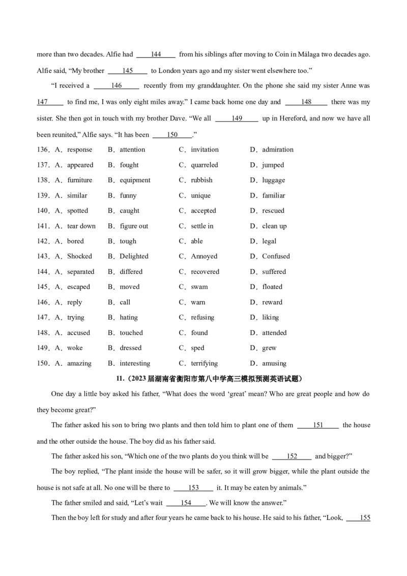 专题25完形填空记叙文-2024年新高考英语一轮复习练小题刷大题提能力（原卷版）_03高考英语_新高考复习资料_2024年新高考资料_一轮复习资料_第二部分刷大题_阅读+完形填空+语法填空