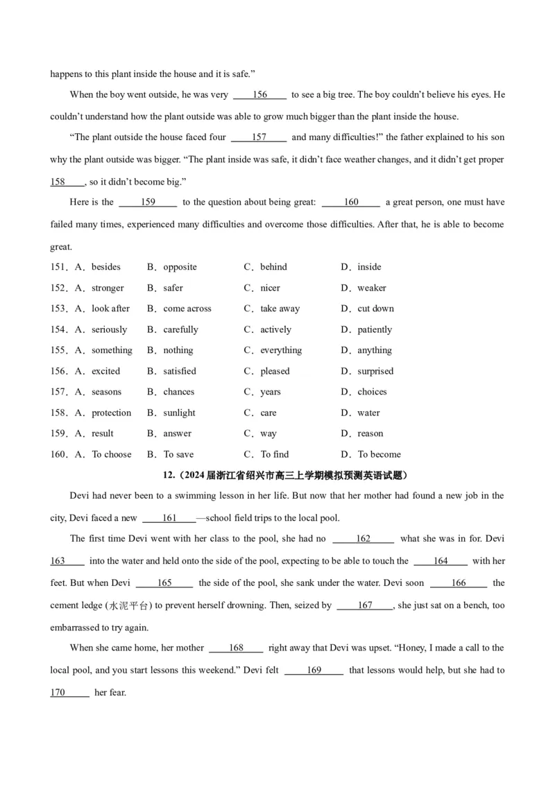 专题25完形填空记叙文-2024年新高考英语一轮复习练小题刷大题提能力（原卷版）_03高考英语_新高考复习资料_2024年新高考资料_一轮复习资料_第二部分刷大题_阅读+完形填空+语法填空