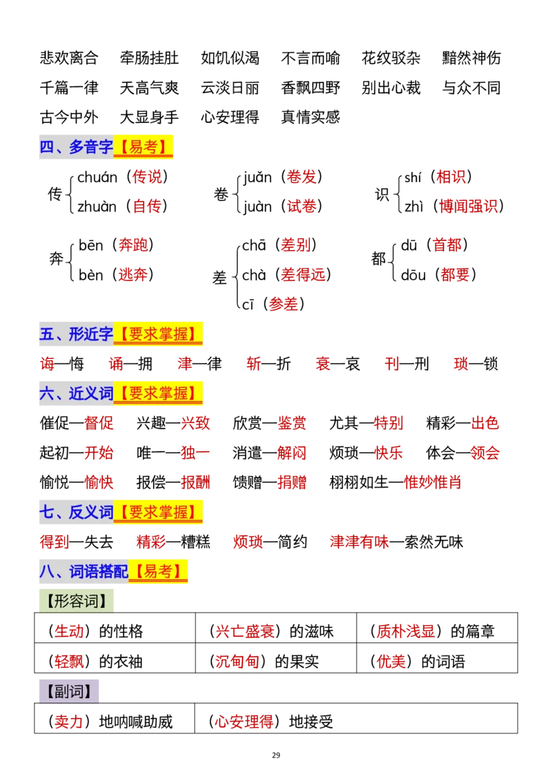 1112五年级上册语文1-8单元单元知识点归纳梳理(1)_小学1-6年级常用的上册资源汇总_五年级上册资料(1)