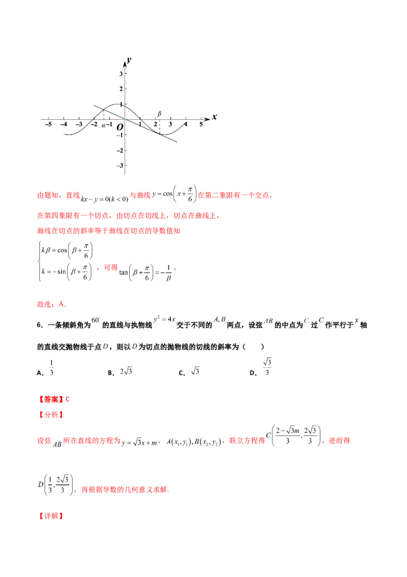 专题32导数几何意义问题必刷100题(解析版)_02高考数学_新高考复习资料_2022年新高考资料_千题百练2022高考数学