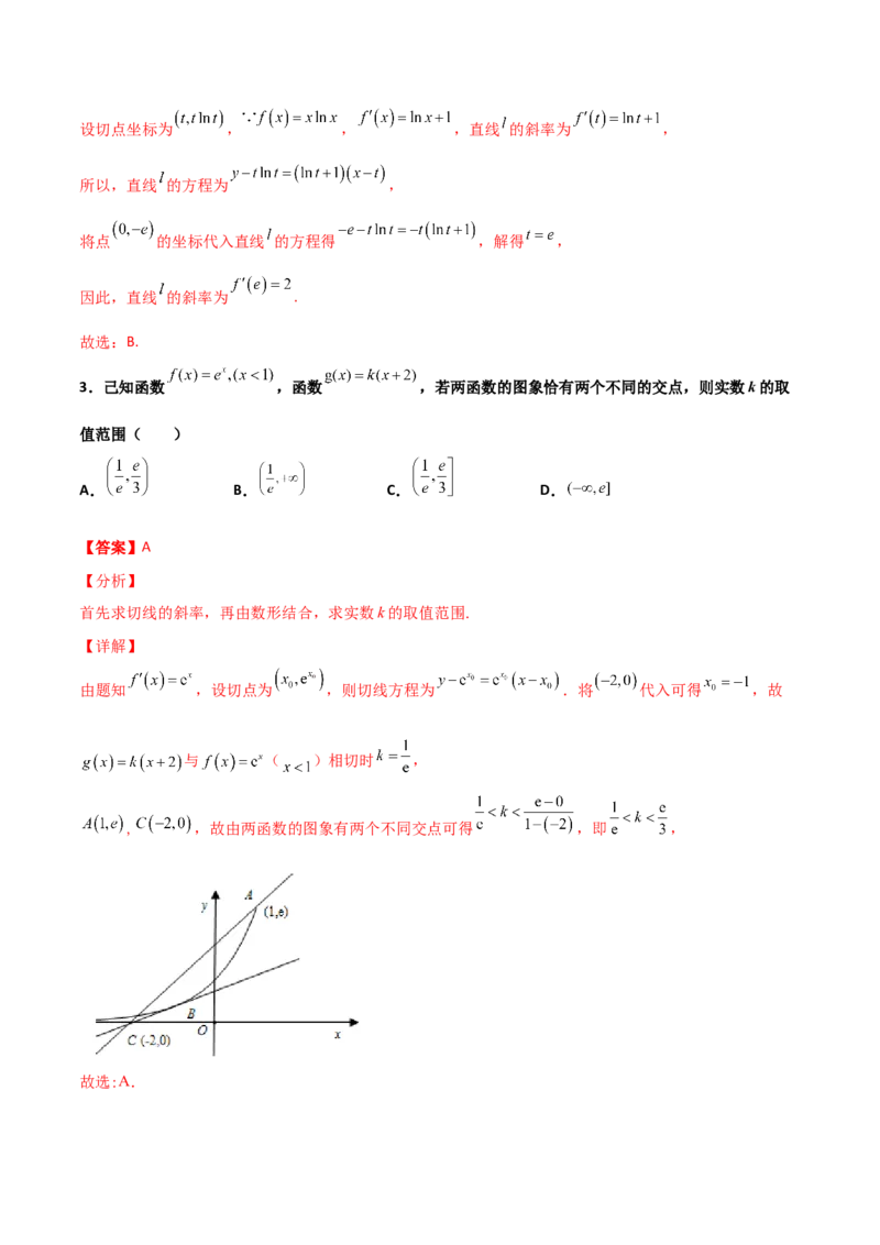 专题32导数几何意义问题必刷100题(解析版)_02高考数学_新高考复习资料_2022年新高考资料_千题百练2022高考数学
