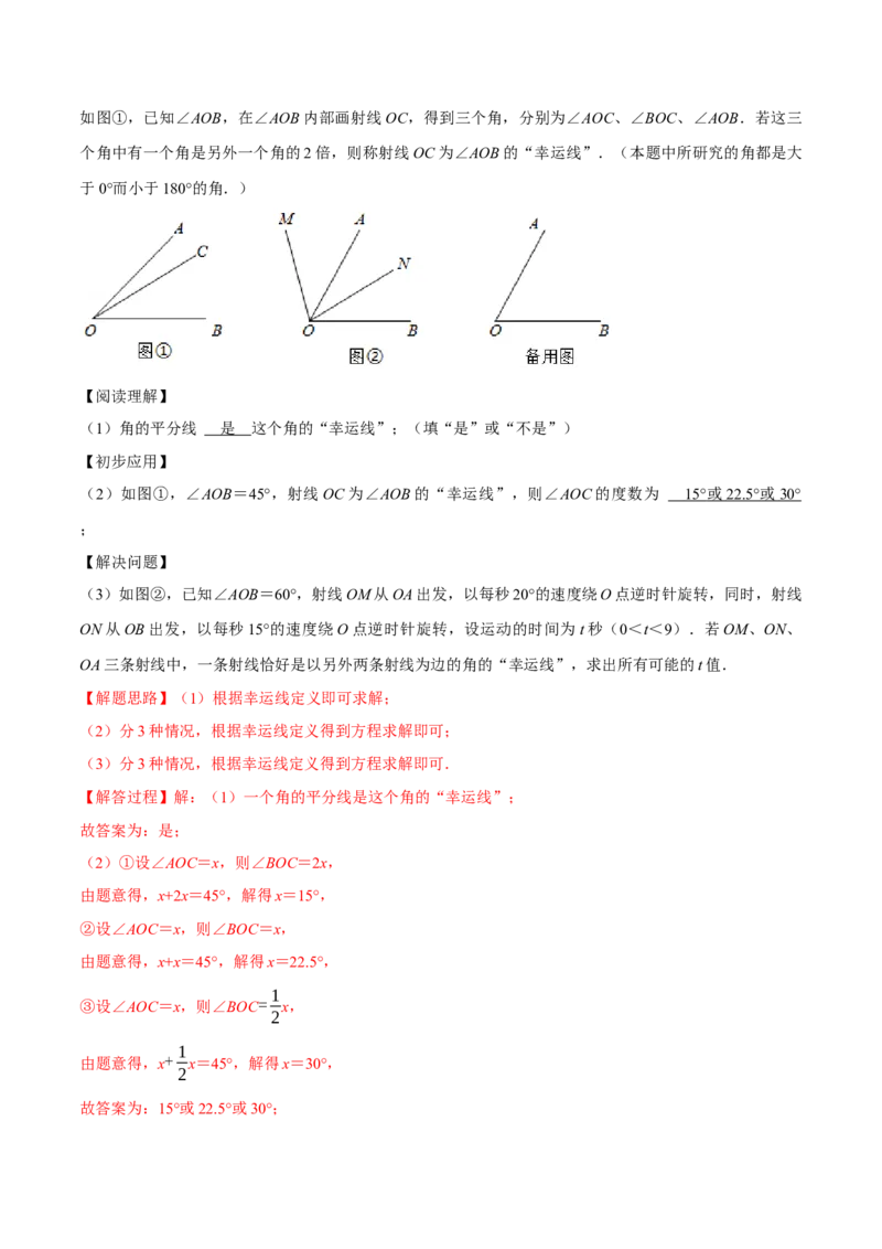 专题11与角相关的旋转（翻折）问题专项讲练（解析版）_北师大初中数学_7上-北师大版初中数学_7上-初中数学北师大（旧版）赠送_06专项讲练