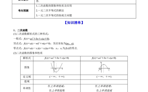 专题2.3二次函数与一元二次方程、不等式2022年高考数学一轮复习讲练测（新教材新高考）（讲）原卷版_02高考数学_新高考复习资料_2022年新高考资料