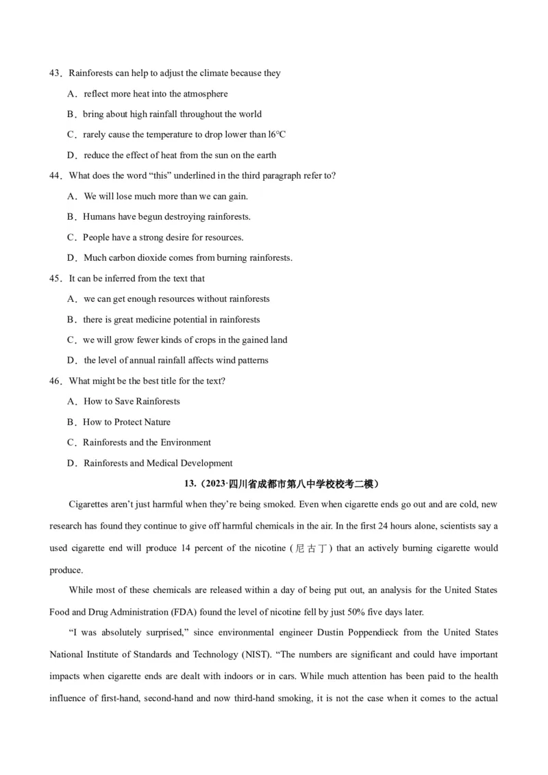 专题22阅读理解之推理判断题-2024年新高考英语一轮复习练小题刷大题提能力（原卷版）_03高考英语_新高考复习资料_2024年新高考资料_一轮复习资料_第二部分刷大题