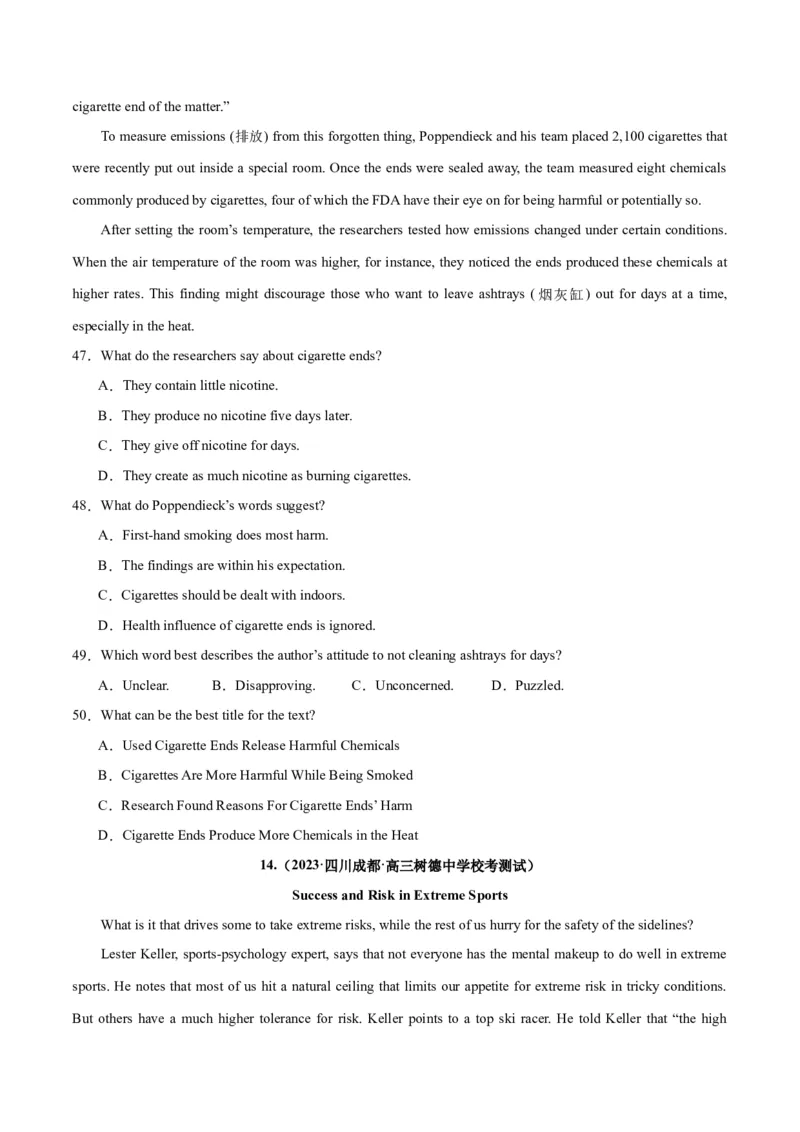 专题22阅读理解之推理判断题-2024年新高考英语一轮复习练小题刷大题提能力（原卷版）_03高考英语_新高考复习资料_2024年新高考资料_一轮复习资料_第二部分刷大题