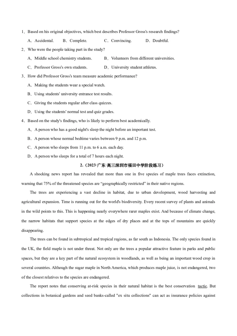 专题22阅读理解之推理判断题-2024年新高考英语一轮复习练小题刷大题提能力（原卷版）_03高考英语_新高考复习资料_2024年新高考资料_一轮复习资料_第二部分刷大题