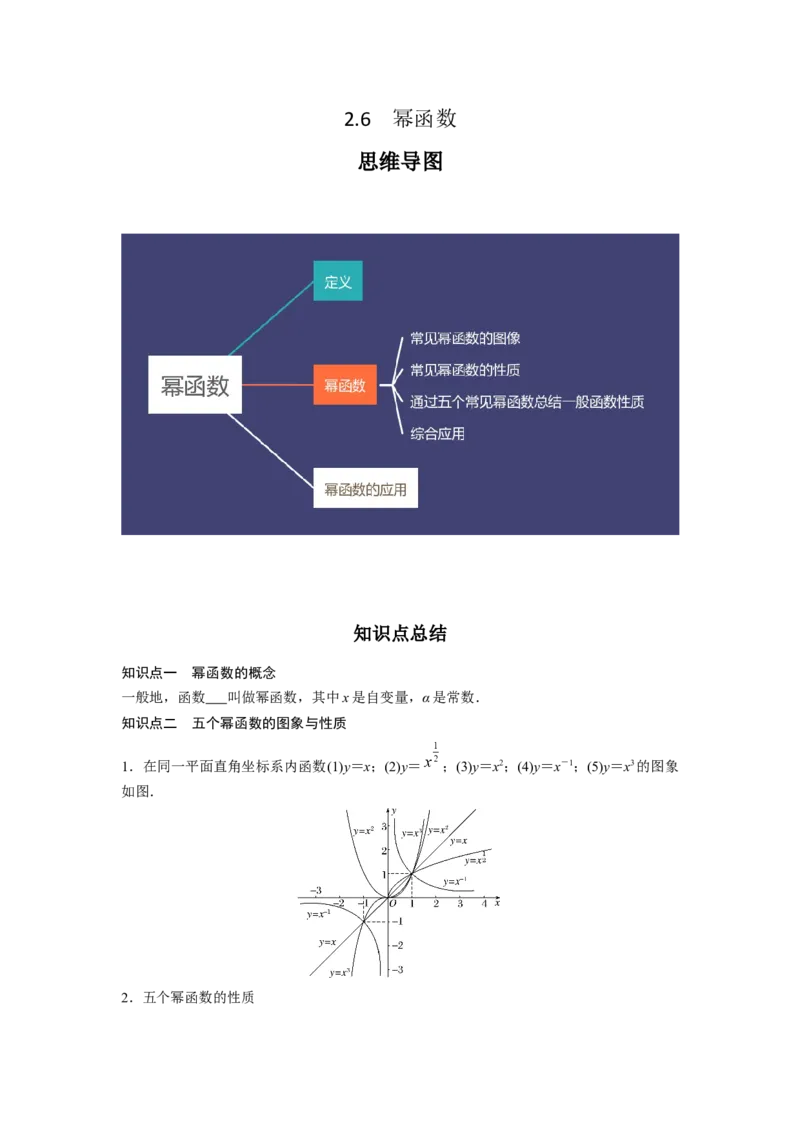 专题2.6幂函数（原卷版）_02高考数学_新高考复习资料_2024年新高考资料_一轮复习资料_2024年高考数学一轮复习《考点&bull;题型&bull;技巧》精讲与精练高分突破系列（新高考专用）