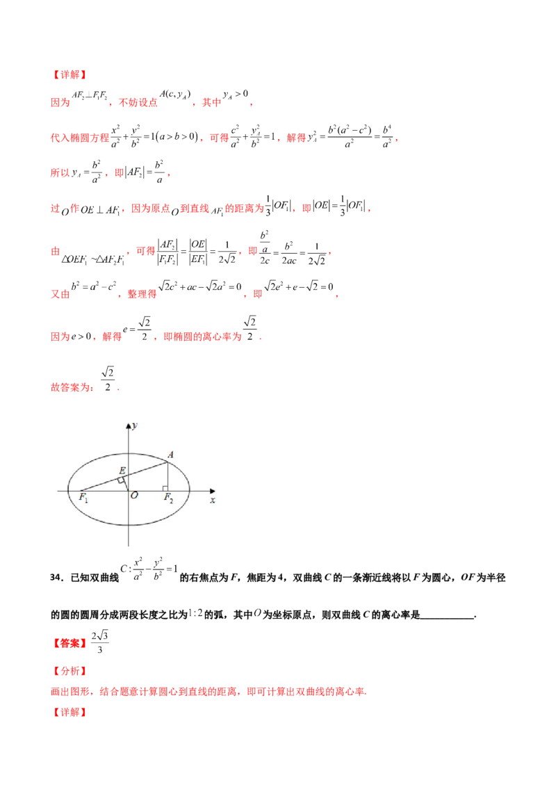 专题24圆锥曲线的离心率及范围必刷100题(解析版)_02高考数学_新高考复习资料_2022年新高考资料_千题百练2022高考数学