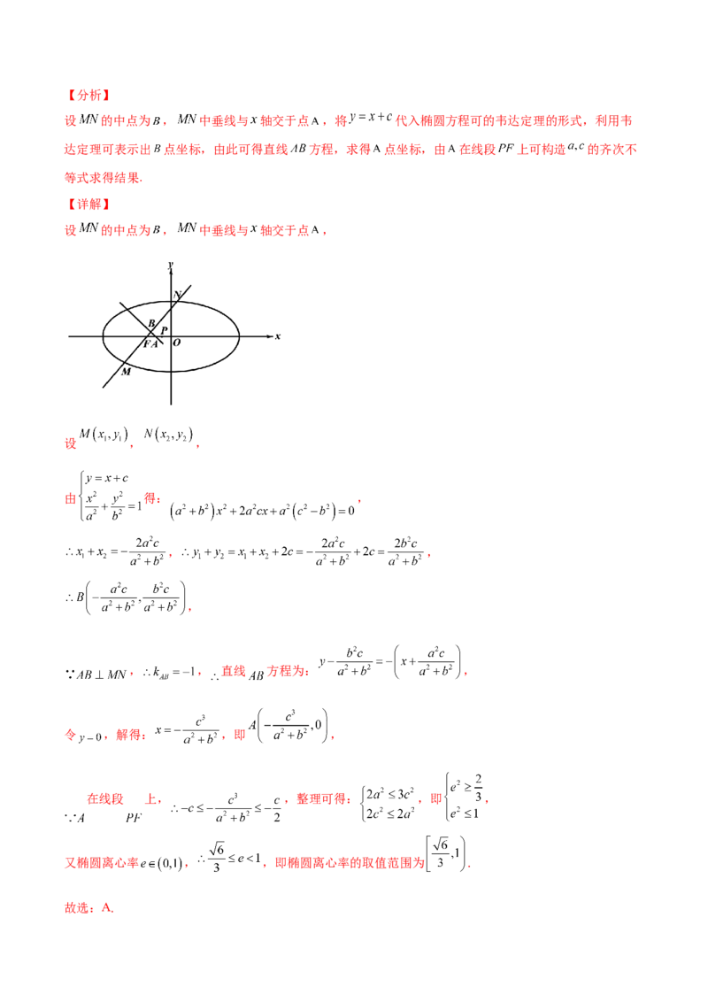 专题24圆锥曲线的离心率及范围必刷100题(解析版)_02高考数学_新高考复习资料_2022年新高考资料_千题百练2022高考数学