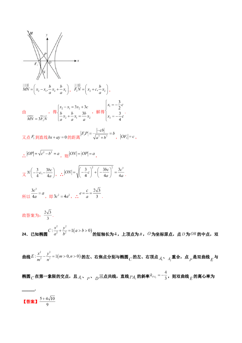 专题24圆锥曲线的离心率及范围必刷100题(解析版)_02高考数学_新高考复习资料_2022年新高考资料_千题百练2022高考数学