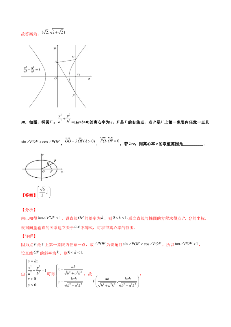 专题24圆锥曲线的离心率及范围必刷100题(解析版)_02高考数学_新高考复习资料_2022年新高考资料_千题百练2022高考数学
