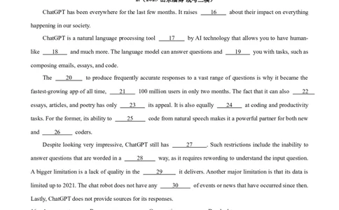 专题26完形填空说明文-2024年新高考英语一轮复习练小题刷大题提能力（原卷版）_03高考英语_新高考复习资料_2024年新高考资料_一轮复习资料_第二部分刷大题_阅读+完形填空+语法填空