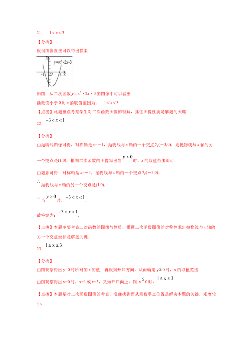 专题2.14二次函数y=ax&sup2;+bx+c(a&ne;0)的图像与性质（专项练习1_北师大初中数学_9下-北师大版初中数学_05习题试卷_1课时练习_同步练习（第2套）