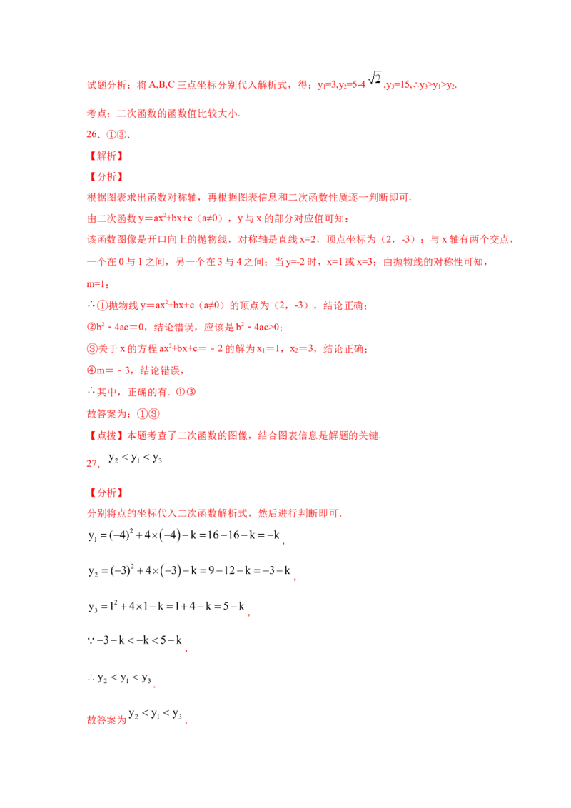 专题2.14二次函数y=ax&sup2;+bx+c(a&ne;0)的图像与性质（专项练习1_北师大初中数学_9下-北师大版初中数学_05习题试卷_1课时练习_同步练习（第2套）
