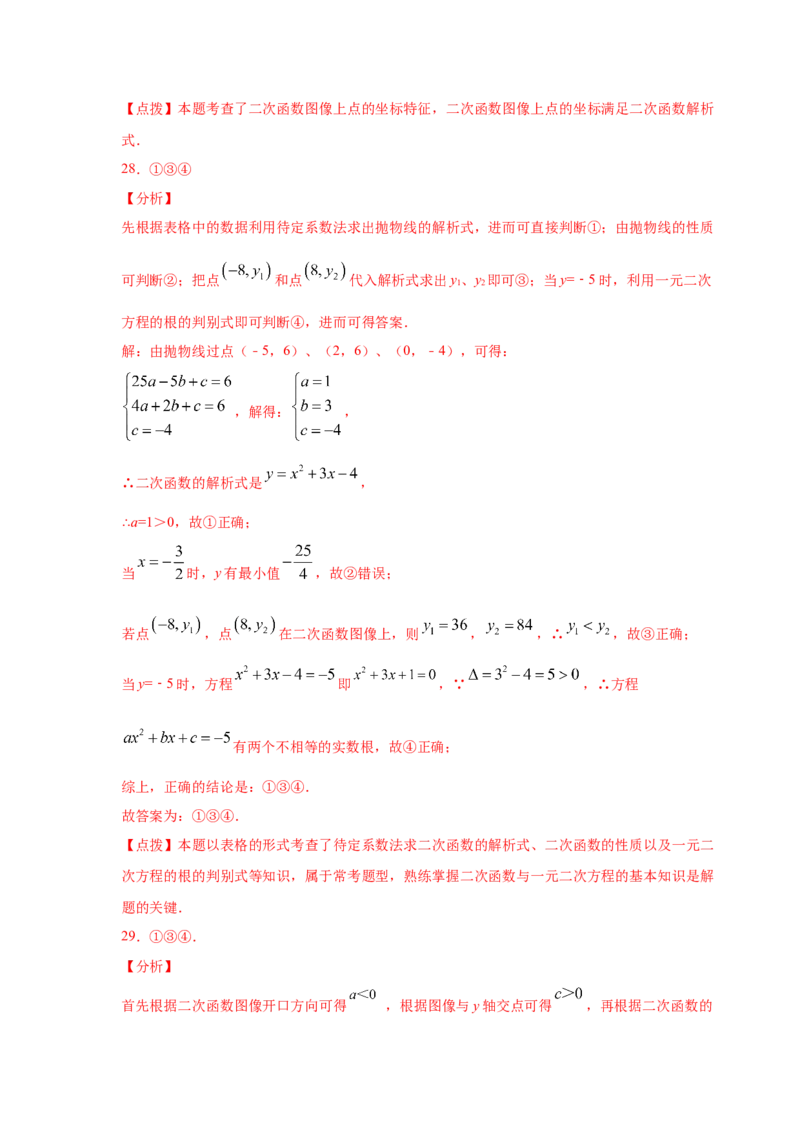 专题2.14二次函数y=ax&sup2;+bx+c(a&ne;0)的图像与性质（专项练习1_北师大初中数学_9下-北师大版初中数学_05习题试卷_1课时练习_同步练习（第2套）