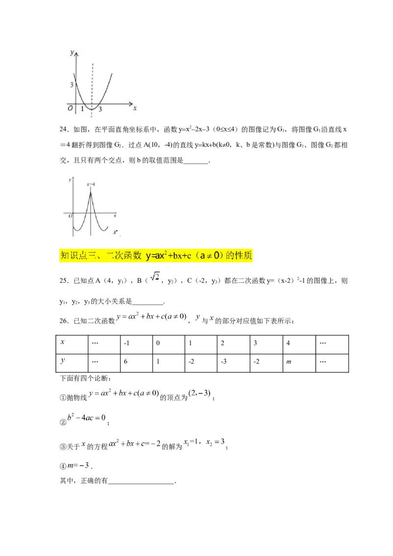 专题2.14二次函数y=ax&sup2;+bx+c(a&ne;0)的图像与性质（专项练习1_北师大初中数学_9下-北师大版初中数学_05习题试卷_1课时练习_同步练习（第2套）