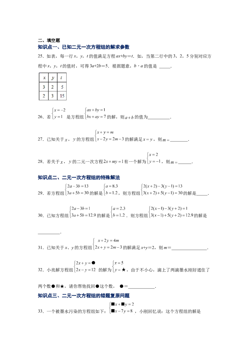 专题5.11求解二元一次方程组题型分类专题（专项练习）（基础篇）-2021-2022学年八年级数学上册基础知识专项讲练（北师大版）_北师大初中数学_8上-北师大版初中数学_旧版_06专项讲练