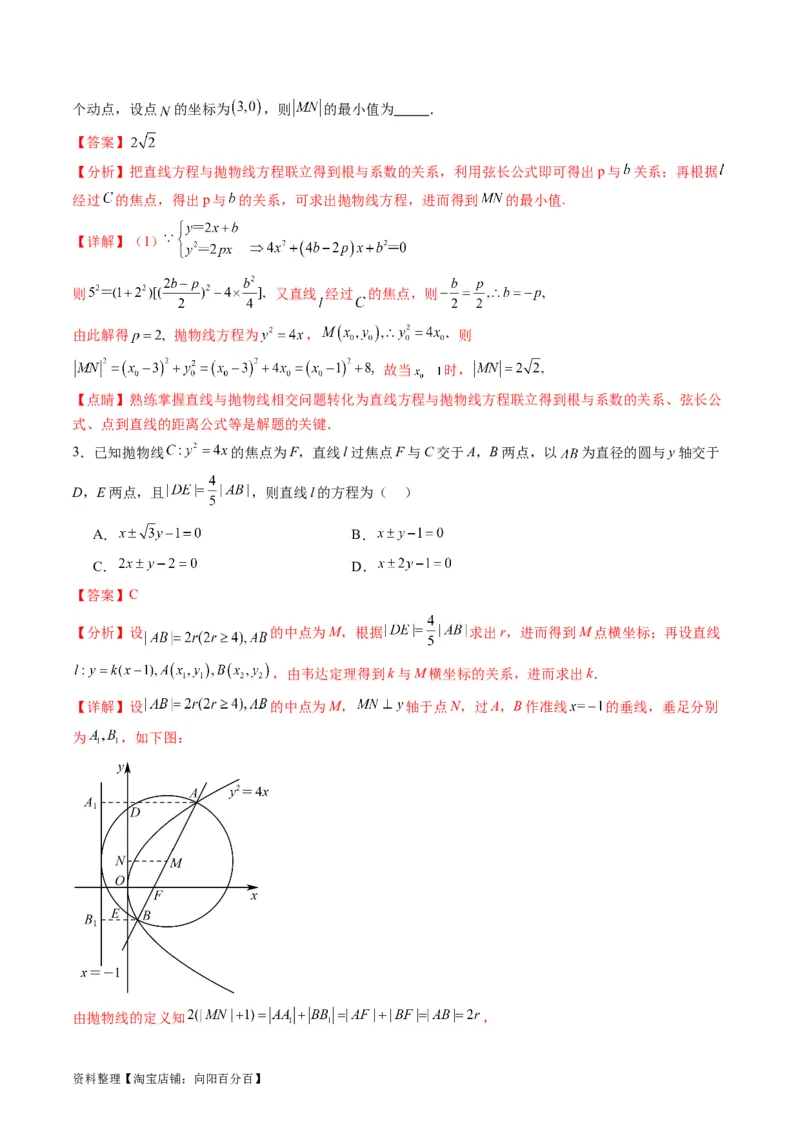 专题31抛物线及其性质（教师版）_02高考数学_通用版（老高考）复习资料_2024年复习资料_完备战2024年高考数学一轮复习考点帮（全国通用）_核心考点讲练