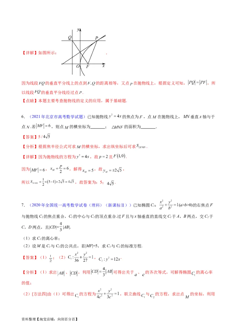 专题31抛物线及其性质（教师版）_02高考数学_通用版（老高考）复习资料_2024年复习资料_完备战2024年高考数学一轮复习考点帮（全国通用）_核心考点讲练