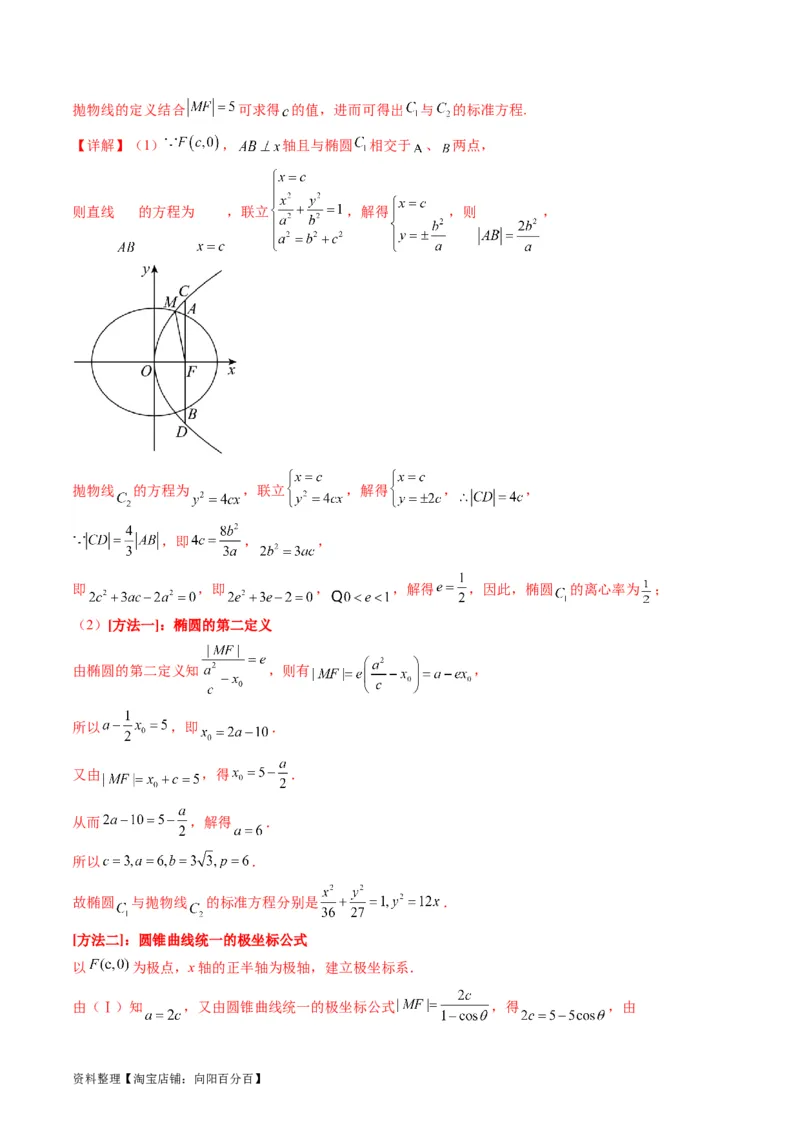专题31抛物线及其性质（教师版）_02高考数学_通用版（老高考）复习资料_2024年复习资料_完备战2024年高考数学一轮复习考点帮（全国通用）_核心考点讲练