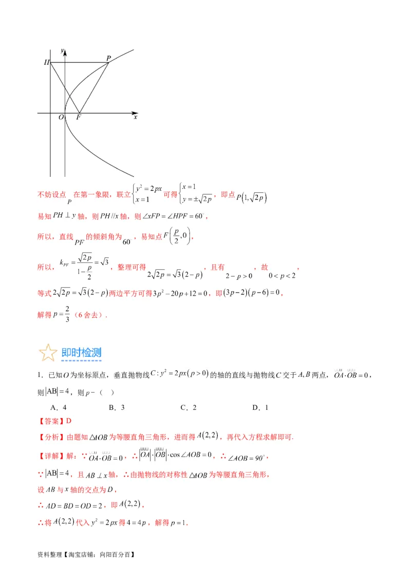 专题31抛物线及其性质（教师版）_02高考数学_通用版（老高考）复习资料_2024年复习资料_完备战2024年高考数学一轮复习考点帮（全国通用）_核心考点讲练