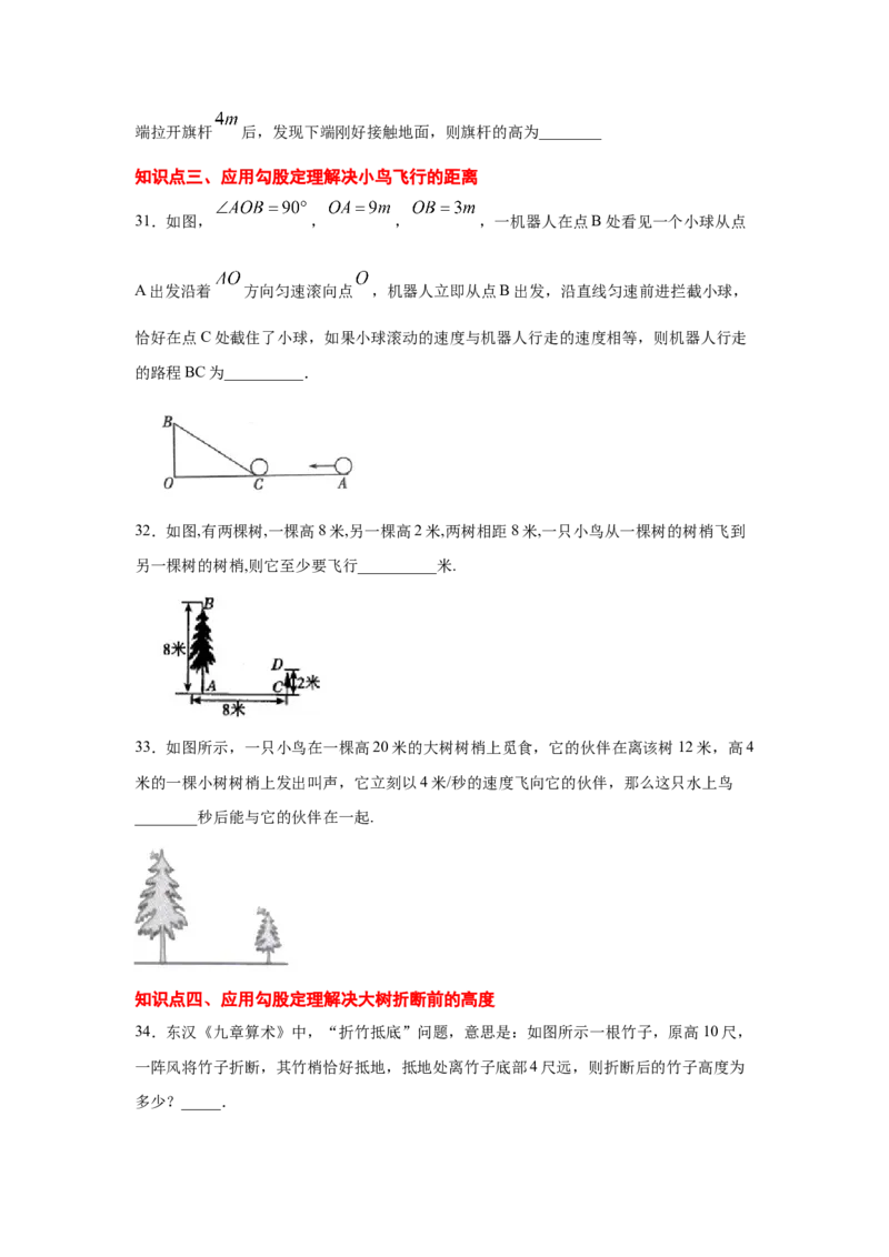 专题1.6勾股定理的应用（专项练习）-2021-2022学年八年级数学上册基础知识专项讲练（北师大版）_北师大初中数学_8上-北师大版初中数学_旧版_06专项讲练