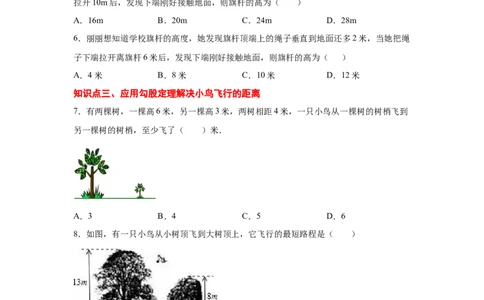 专题1.6勾股定理的应用（专项练习）-2021-2022学年八年级数学上册基础知识专项讲练（北师大版）_北师大初中数学_8上-北师大版初中数学_旧版_06专项讲练