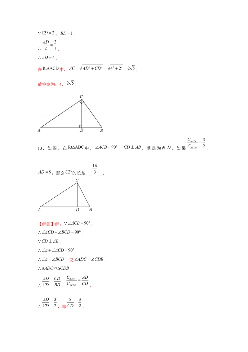 专题4.4射影定理（强化）（解析版）_北师大初中数学_9上-北师大版初中数学_06专项讲练_题型分层练2022-2023学年九年级数学上册单元题型精练（基础题型+强化题型）（北师大版）
