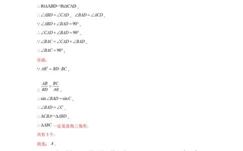 专题4.4射影定理（强化）（解析版）_北师大初中数学_9上-北师大版初中数学_06专项讲练_题型分层练2022-2023学年九年级数学上册单元题型精练（基础题型+强化题型）（北师大版）