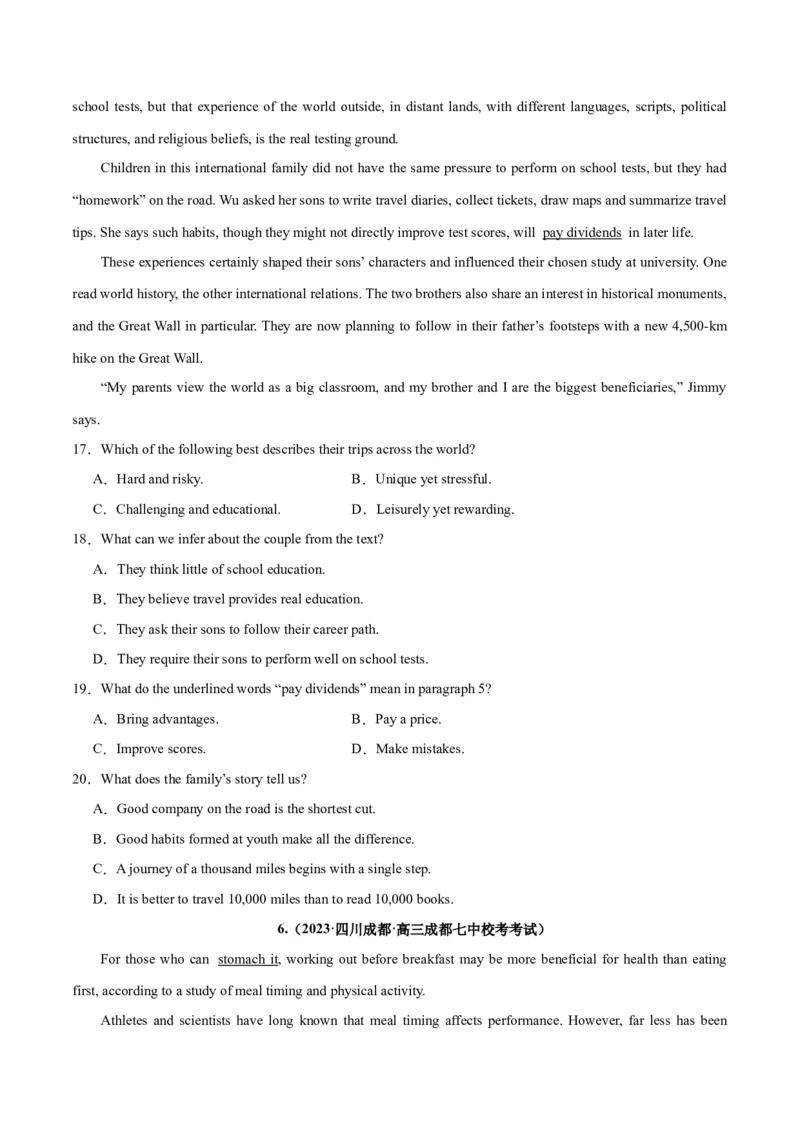 专题21阅读理解之词义猜测题-2024年新高考英语一轮复习练小题刷大题提能力（原卷版）_03高考英语_新高考复习资料_2024年新高考资料_一轮复习资料_第二部分刷大题