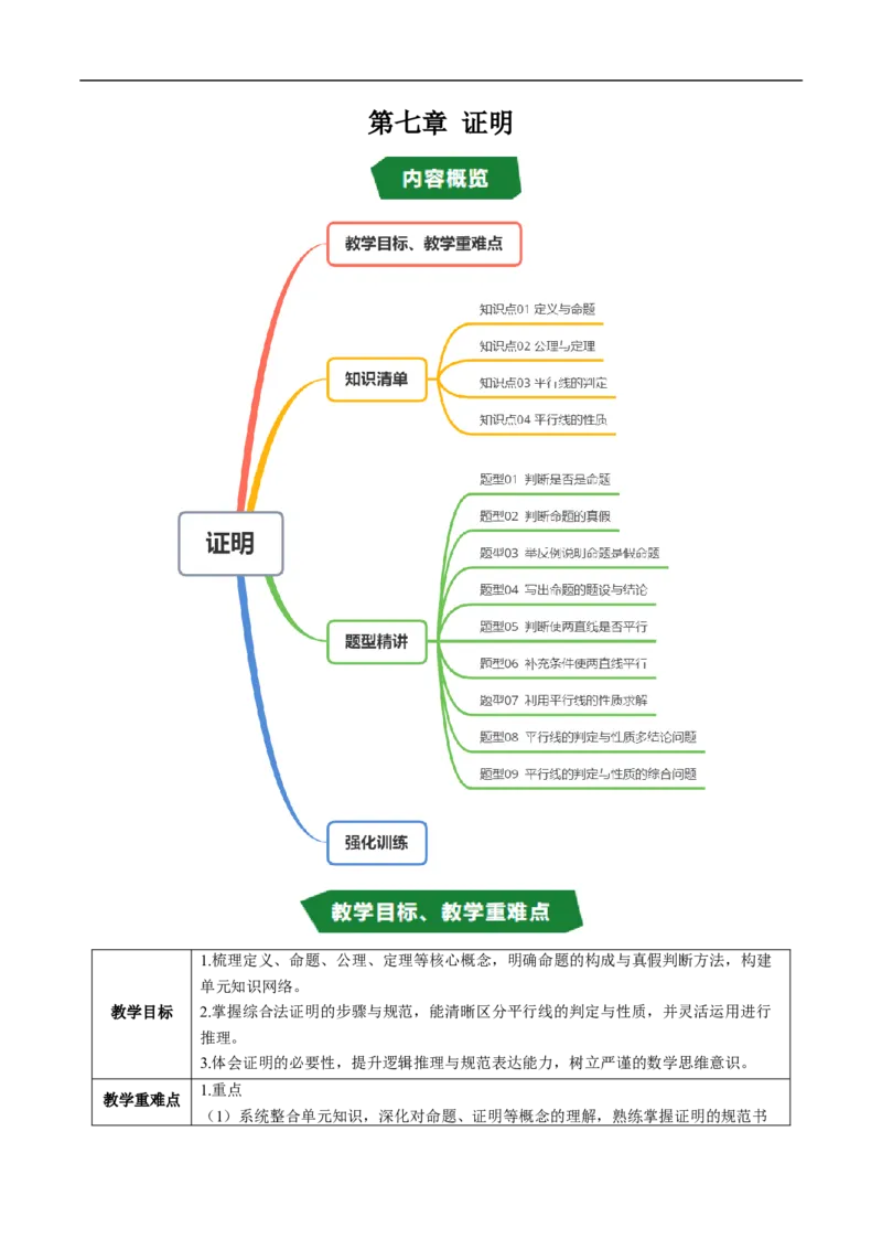专题7.3第七章复习证明（高效培优讲义）（学生版）_北师大初中数学_8上-北师大版初中数学_初中数学北师大8上-2025秋季新版_第二套推荐25_08专项讲练