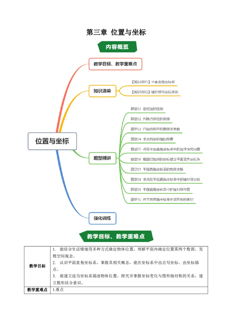 专题3.3第三章复习位置与坐标（2大考点+10大题型+强化训练）（高效培优讲义）（教师版）_北师大初中数学_8上-北师大版初中数学_初中数学北师大8上-2025秋季新版_第二套推荐25