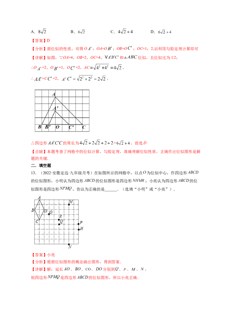 专题4.8图形的位似（解析版）_北师大初中数学_9上-北师大版初中数学_06专项讲练_高频考点2022-2023学年九年级数学上册同步高频考点专题突破（北师大版）