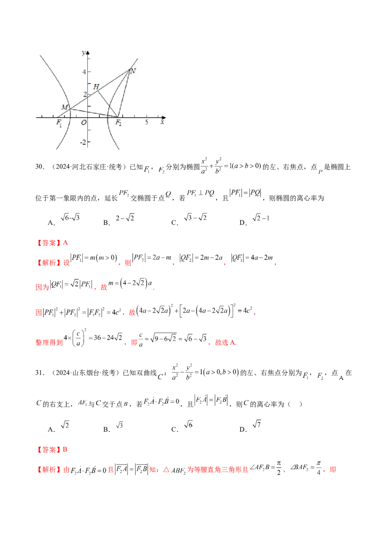 专题16妙解离心率问题（12大题型）（练习）（解析版）_2024年新高考资料_2.2024二轮复习_2024年高考数学二轮复习讲练（新教材新高考）