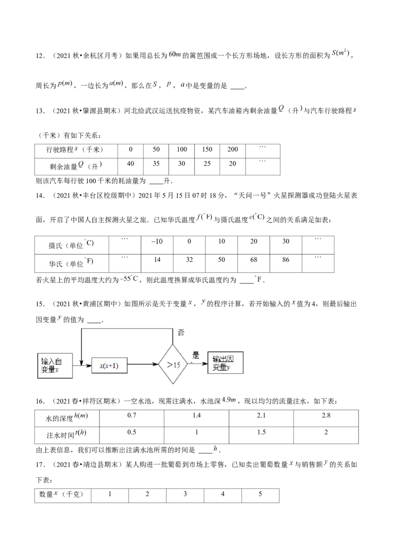 专题3.1用表格表示的变量间关系-七年级数学下册尖子生同步培优题典（原卷版）北师大版_北师大初中数学_7下-北师大版初中数学_7下-初中数学北师大版（旧版）赠送_05习题试卷