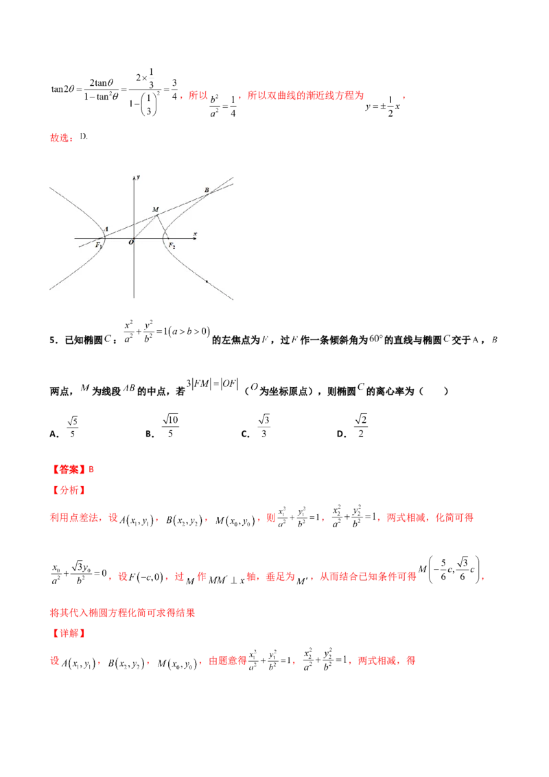 专题27圆锥曲线点差法必刷100题(解析版)_02高考数学_新高考复习资料_2022年新高考资料_千题百练2022高考数学
