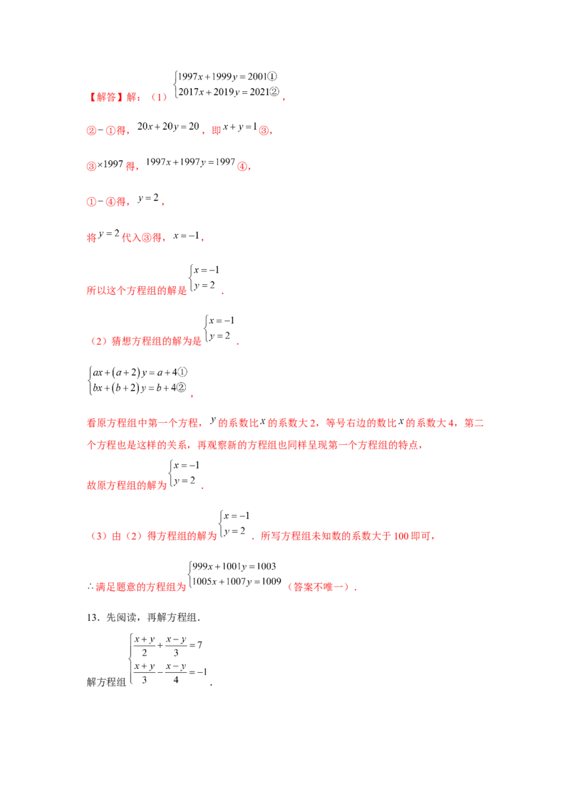 专题5.3二元一次方程组阅读材料（强化）（解析版）_北师大初中数学_8上-北师大版初中数学_旧版_06专项讲练