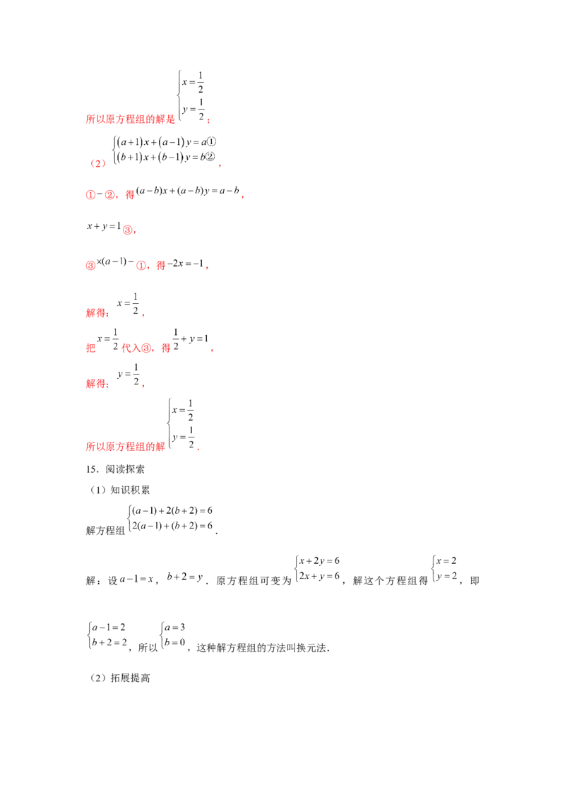专题5.3二元一次方程组阅读材料（强化）（解析版）_北师大初中数学_8上-北师大版初中数学_旧版_06专项讲练
