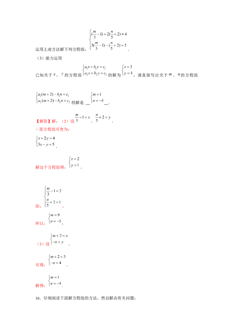 专题5.3二元一次方程组阅读材料（强化）（解析版）_北师大初中数学_8上-北师大版初中数学_旧版_06专项讲练