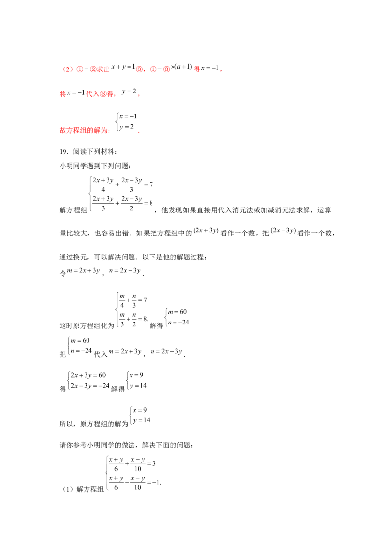 专题5.3二元一次方程组阅读材料（强化）（解析版）_北师大初中数学_8上-北师大版初中数学_旧版_06专项讲练