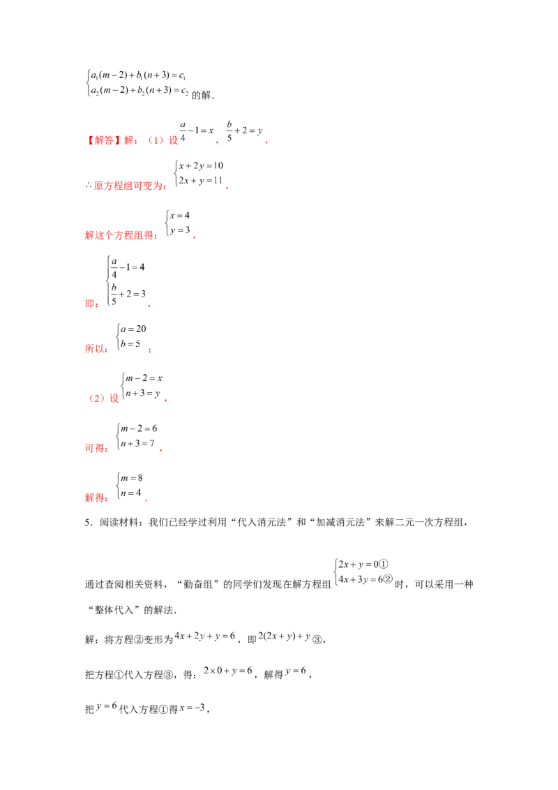 专题5.3二元一次方程组阅读材料（强化）（解析版）_北师大初中数学_8上-北师大版初中数学_旧版_06专项讲练
