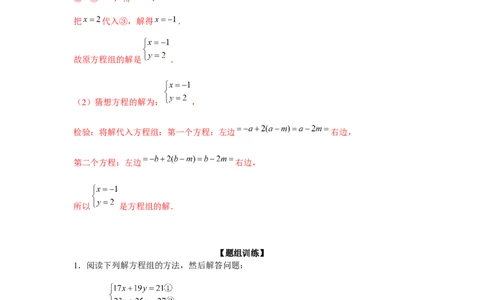 专题5.3二元一次方程组阅读材料（强化）（解析版）_北师大初中数学_8上-北师大版初中数学_旧版_06专项讲练