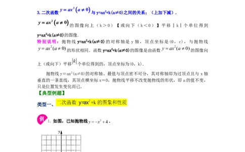 专题2.7二次函数y=ax&sup2;+k(a&ne;0)的图像与性质（知识讲解）_北师大初中数学_9下-北师大版初中数学_05习题试卷_1课时练习_同步练习（第2套）