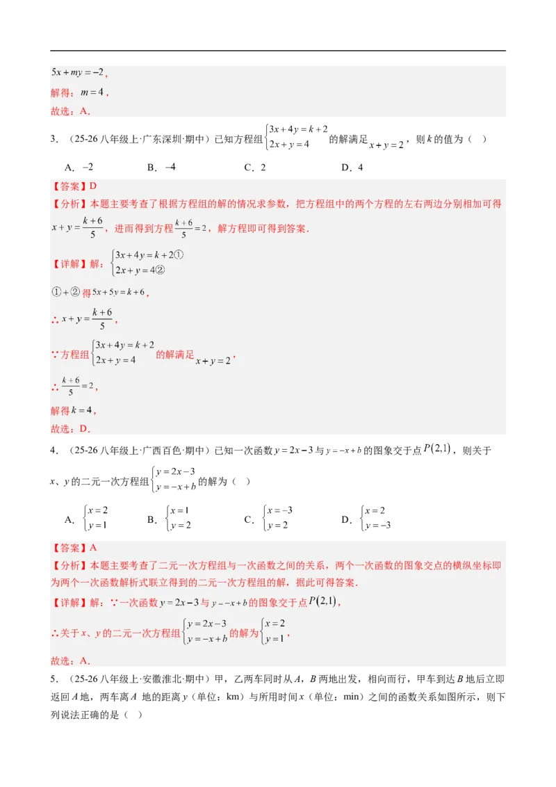 专题5.5第五章复习二元一次方程组（高效培优讲义）（教师版）_北师大初中数学_8上-北师大版初中数学_初中数学北师大8上-2025秋季新版_第二套推荐25_08专项讲练
