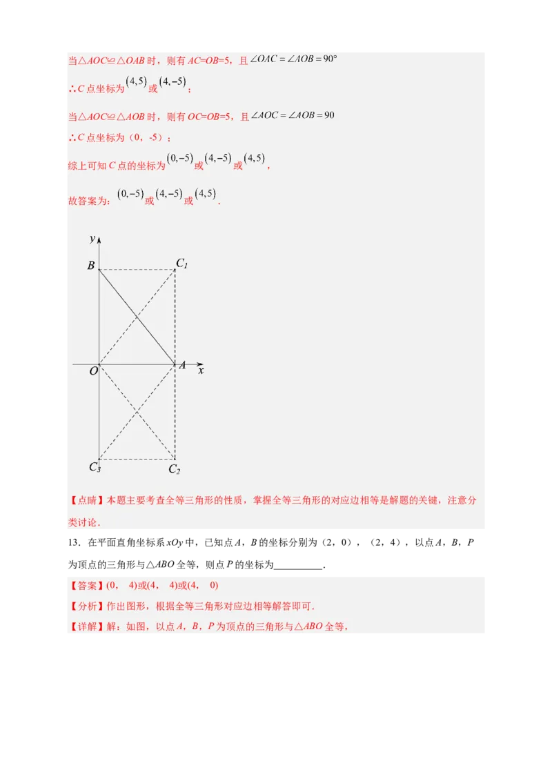 专题14已知全等求坐标（解析版）_北师大初中数学_8上-北师大版初中数学_旧版_06专项讲练_微专题2022-2023学年八年级数学上册常考点微专题提分精练（北师大版）
